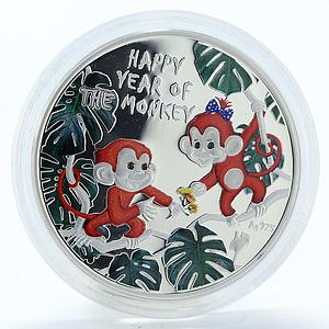 Niue 1 dollar Happy Year of The Monkey colorized silver coin 2016