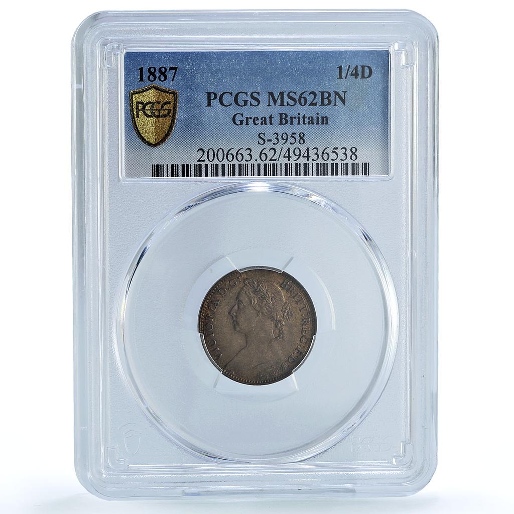 Great Britain 1 penny Regular Coinage Queen Victoria MS62 PCGS bronze coin 1887