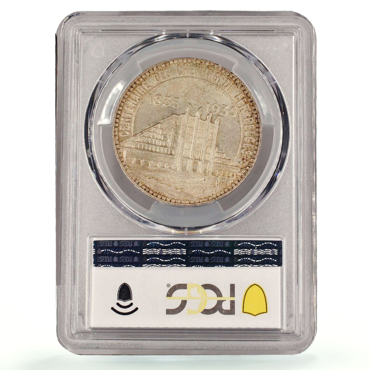 Belgium 50 francs Brussels Expo Railways KM-106.1 MS66 PCGS silver coin 1935