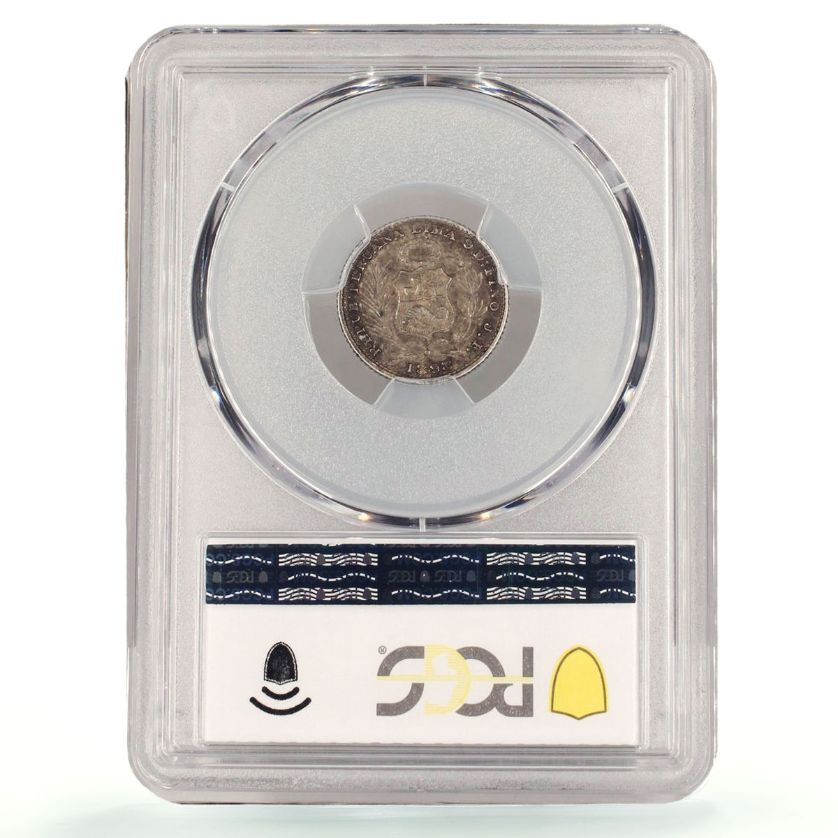 Peru 1 dinero Regular Coinage Seated Liberty KM-204.2 MS63 PCGS silver coin 1898