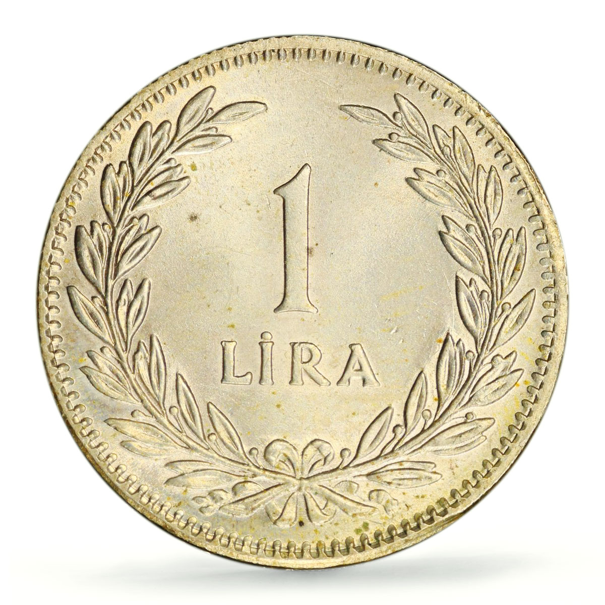 Turkiye 1 lira Republic Coinage Crescent Star KM-883 MS64 PCGS silver coin 1947