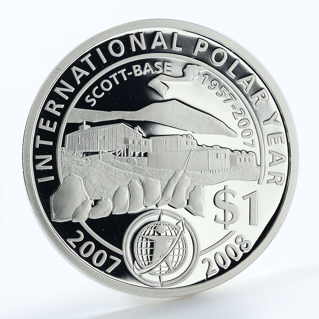 New Zealand 1 dollar Scott Base 1957-2007 proof silver coin 2007