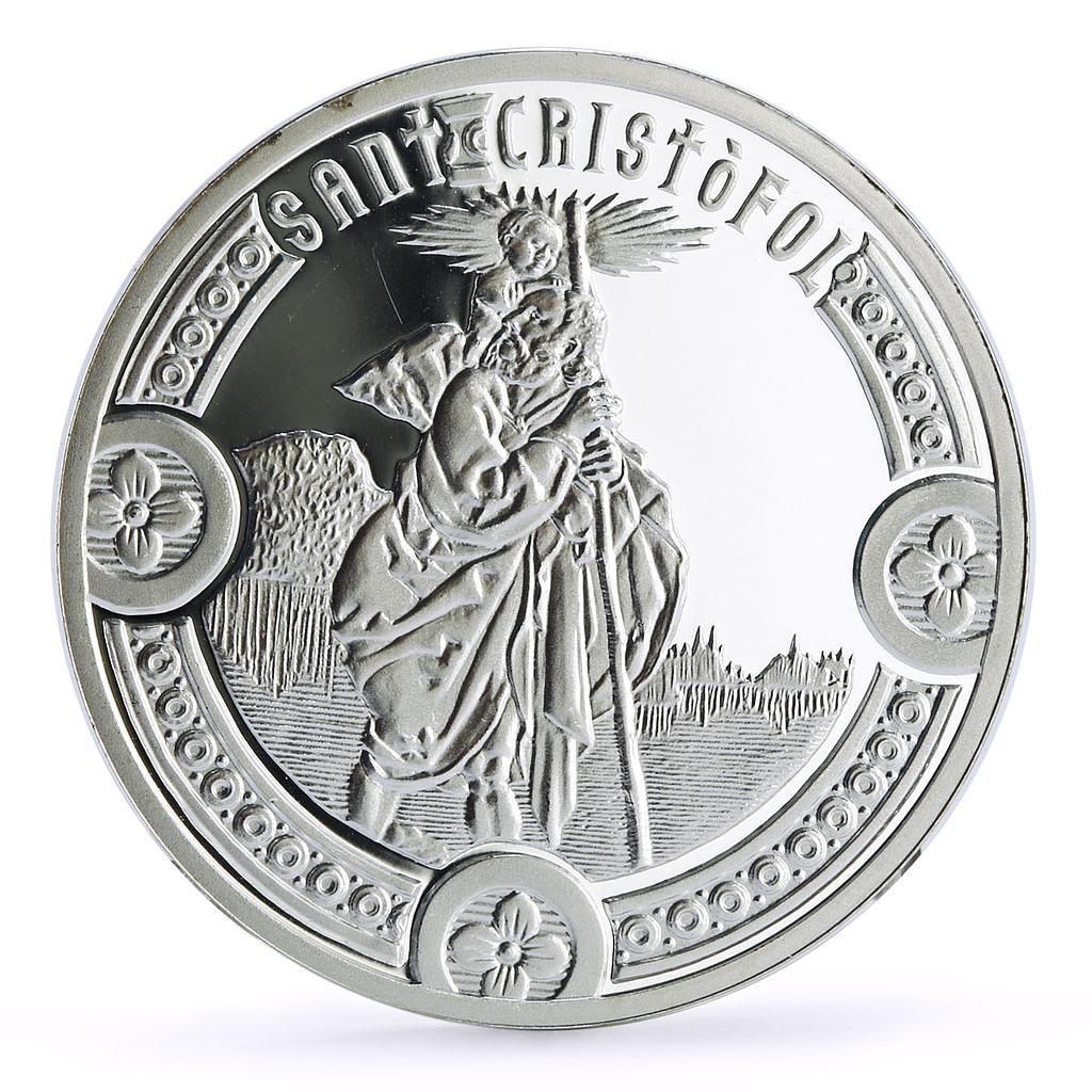 Andorra 10 diners Holy Helpers Saint Christopher Angel proof silver coin 2010