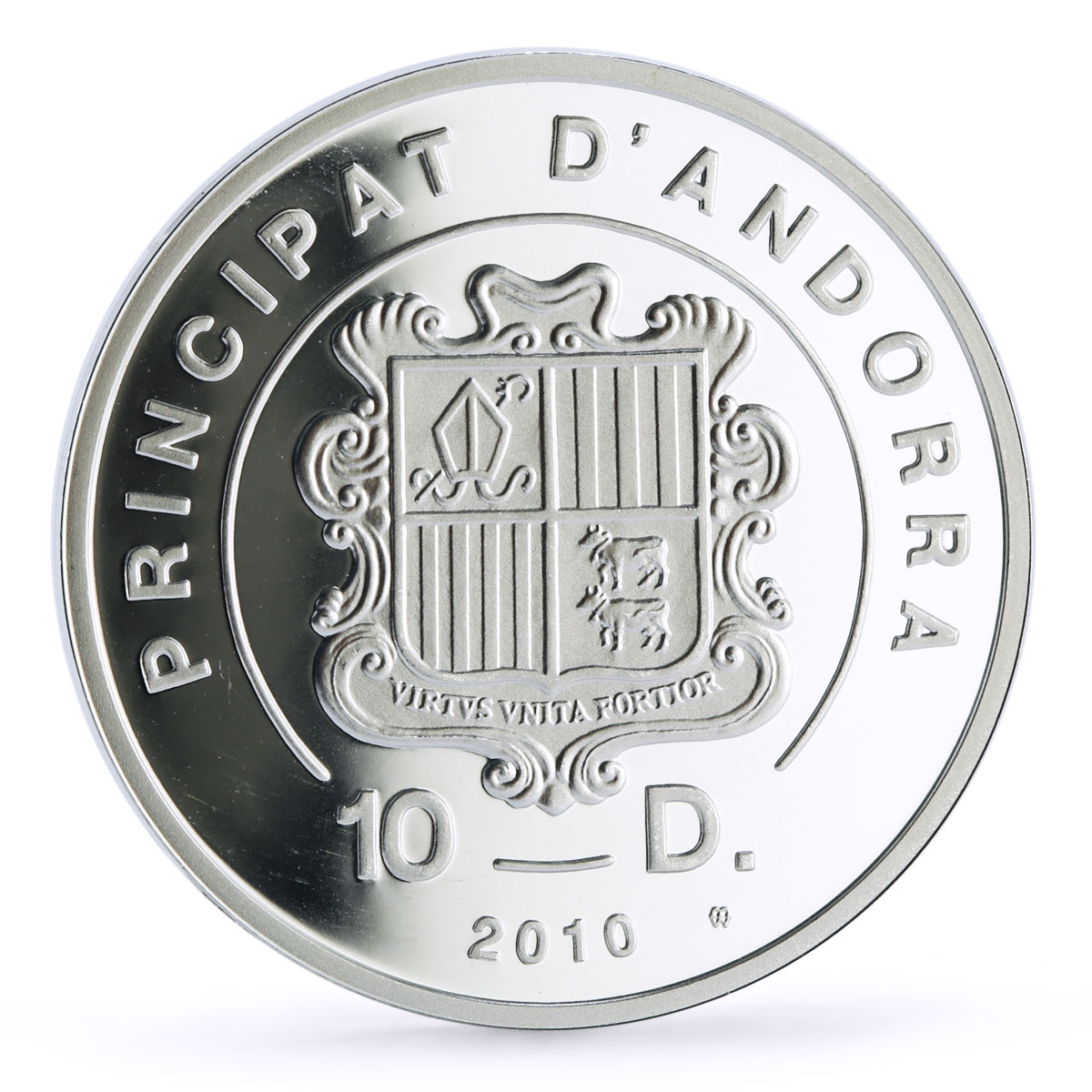 Andorra 10 diners Holy Helpers Saint Christopher Angel proof silver coin 2010