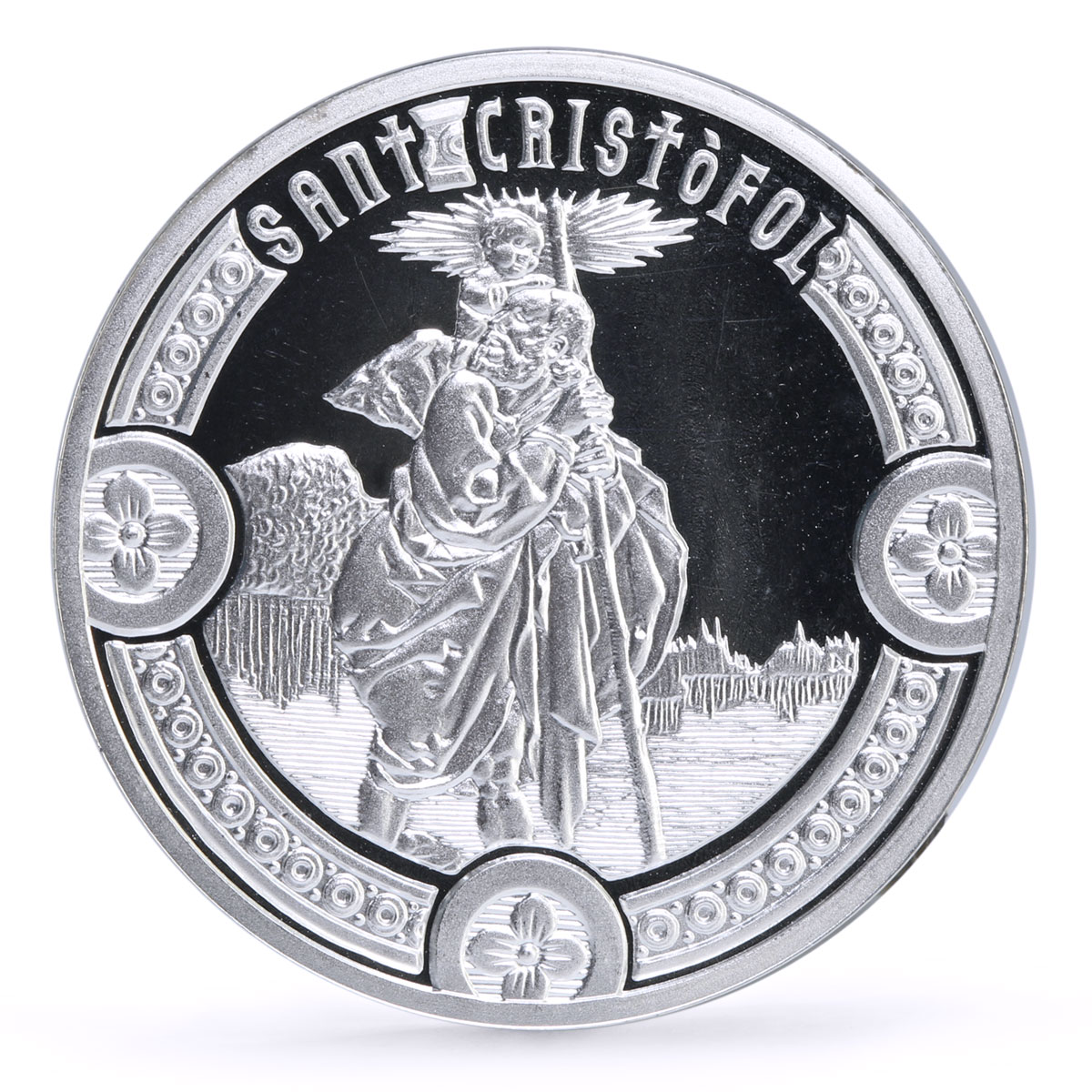 Andorra 10 diners Holy Helpers Saint Christopher Angel proof silver coin 2010