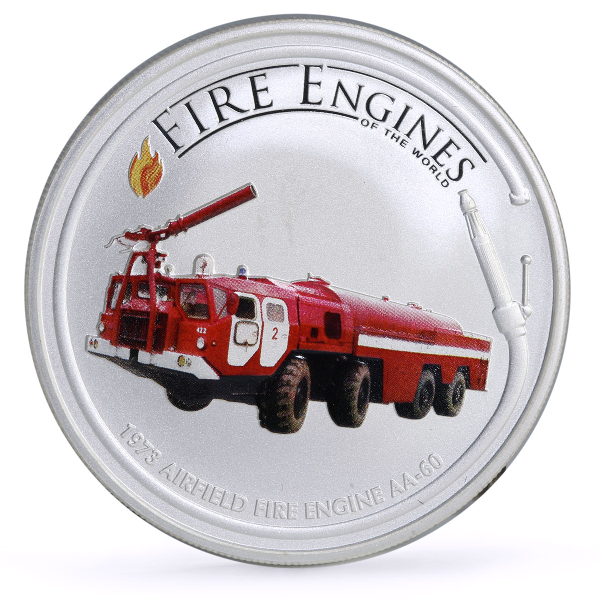 Cook Islands 1 dollar Fire Engines Cars Airfield Fire AA 60 silver coin 2006