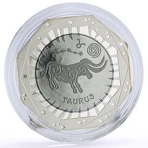 Kazakhstan 100 tenge Zodiac Signs Series Taurus proof bimetal AgTa coin 2018