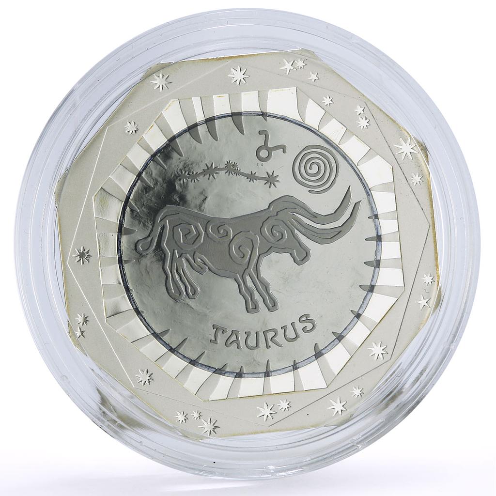 Kazakhstan 100 tenge Zodiac Signs Series Taurus proof bimetal AgTa coin 2018