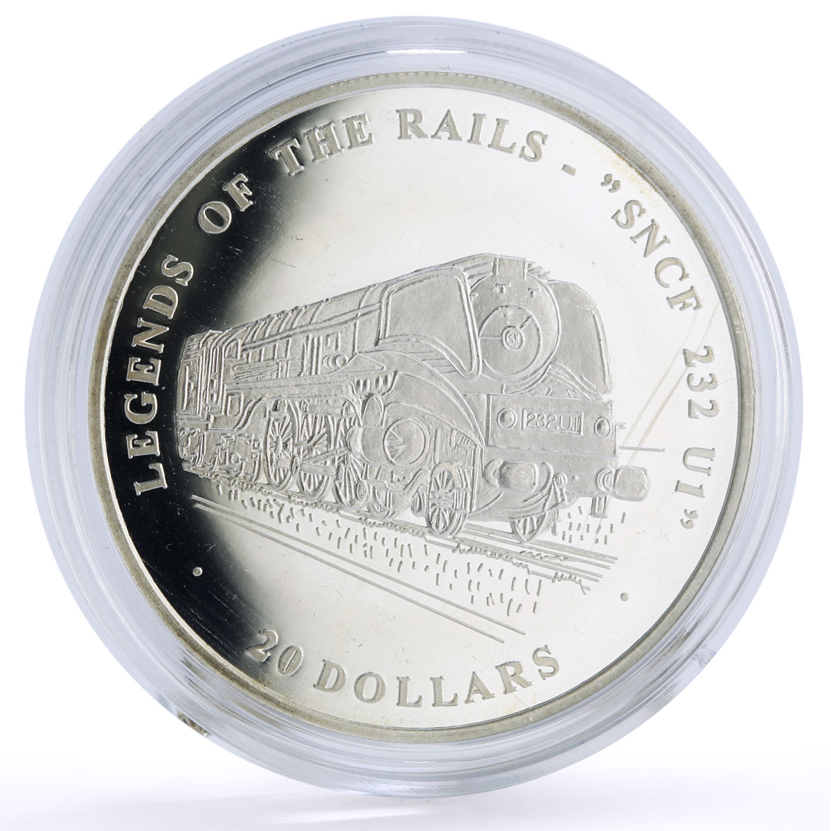 Liberia 20 dollars Railways Railroads Trains SNCF 232 U1 proof silver coin 2003