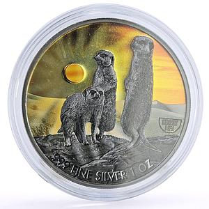Niue 2 dollars Conservation Wildlife Meerkat Desert Fauna silver coin 2020