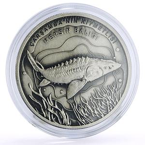 Turkiye 20 lira Conservation Wildlife Sturgeon Fish Fauna silver coin 2021