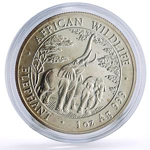 Zambia 5000 kwacha African Wildlife Elephants Fauna Matte silver coin 2003
