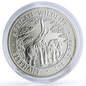 Zambia 5000 kwacha African Wildlife Elephants Fauna Matte silver coin 2003