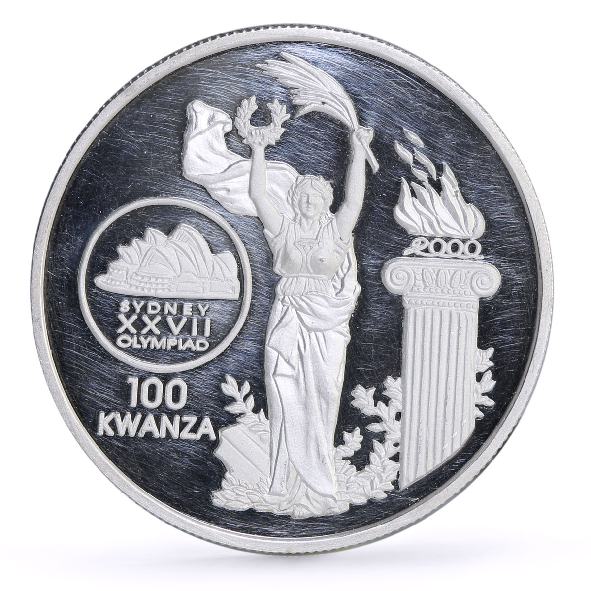 Angola 100 kwanzas Sydney Summer Olympic Games Opera House silver coin 1999