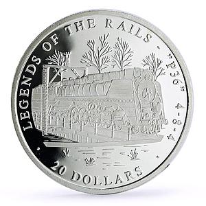 Liberia 20 dollars Railways Railroads Trains P36 484 proof silver coin 2002