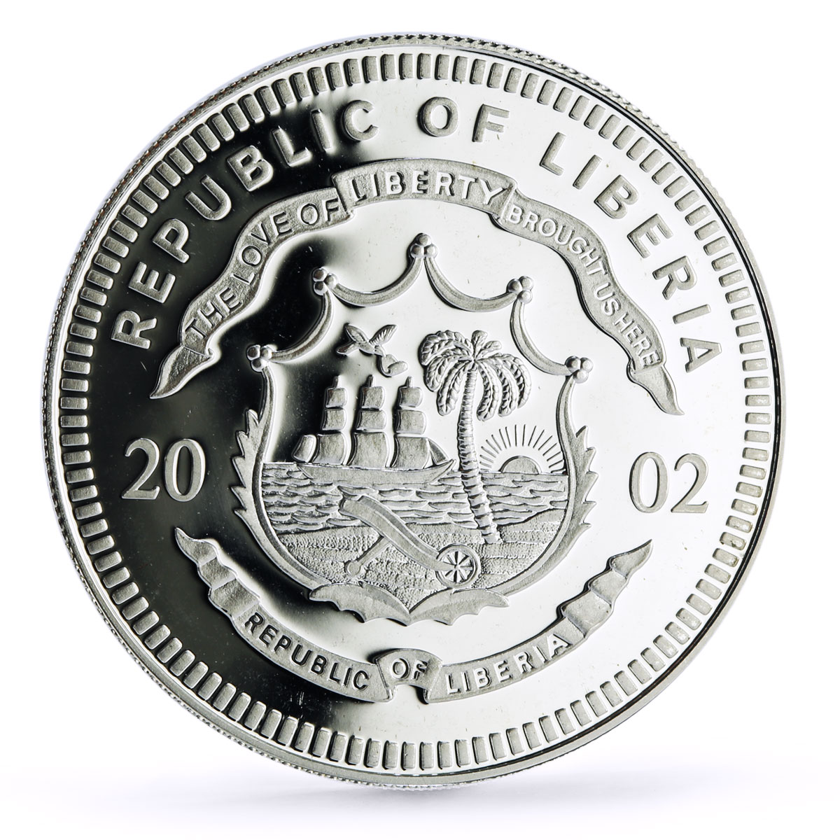 Liberia 20 dollars Railways Railroads Trains A3 Scotsman proof silver coin 2002