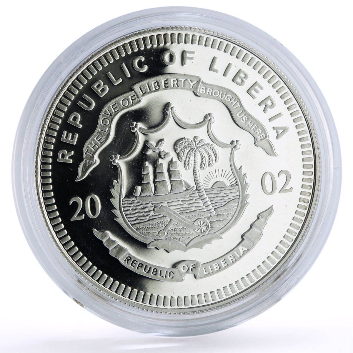 Liberia 20 dollars Railways Railroads Trains A3 Scotsman proof silver coin 2002