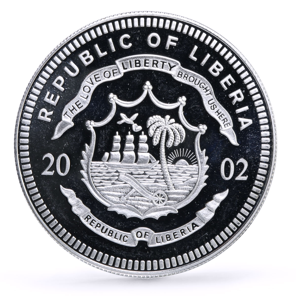 Liberia 20 dollars Railways Railroads Trains A3 Scotsman proof silver coin 2002