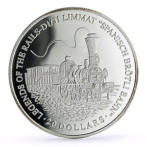 Liberia 20 dollars Railways Railroads Trains D1 31 Limmat proof silver coin 2003