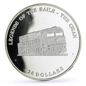 Liberia 20 dollars Railways Railroads Trains The Ghan proof silver coin 2003