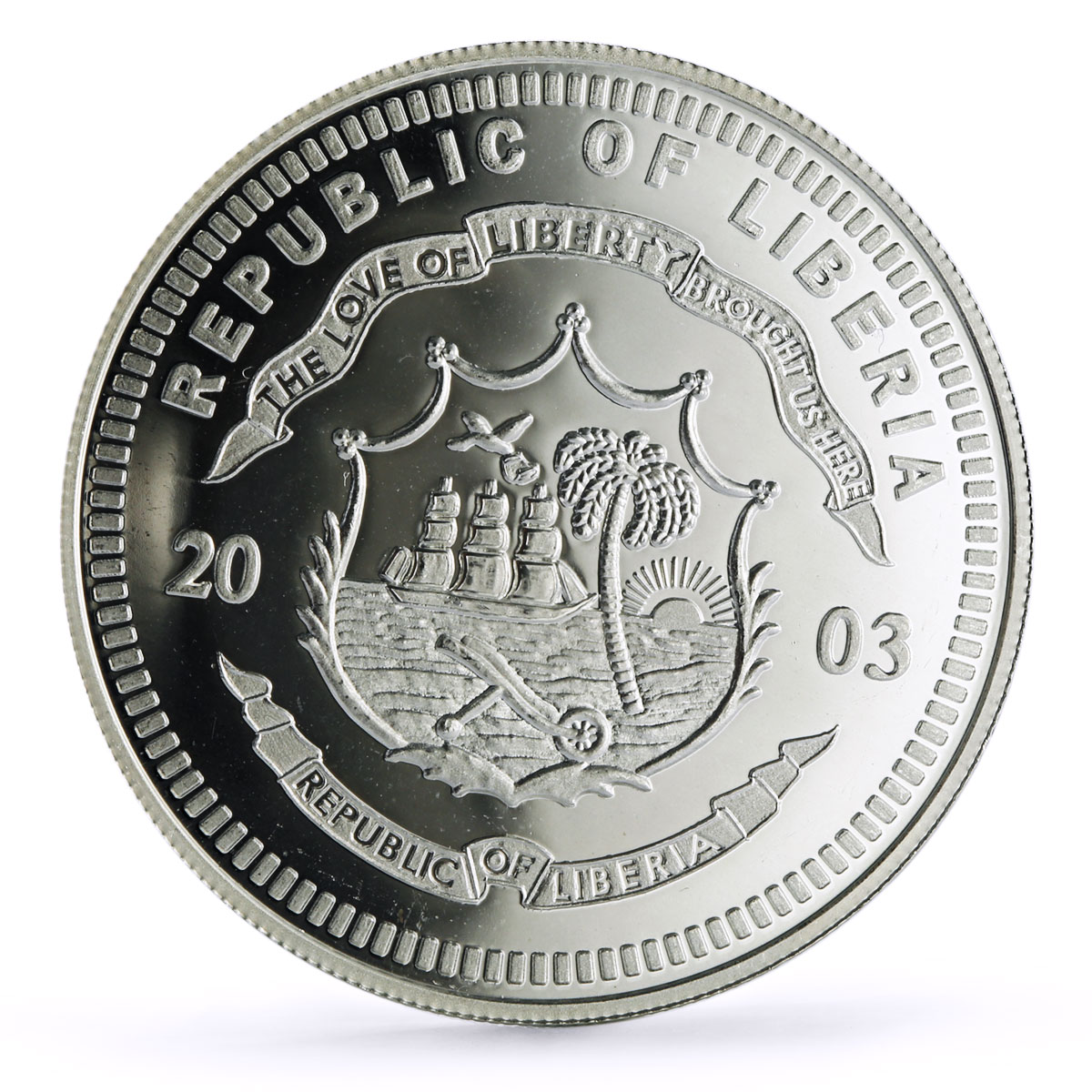 Liberia 20 dollars Railways Railroads Trains The Ghan proof silver coin 2003