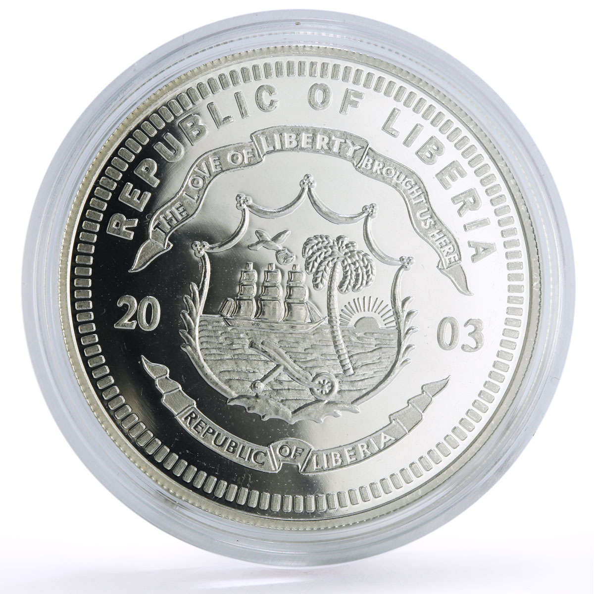 Liberia 20 dollars Railways Railroads Trains The Ghan proof silver coin 2003