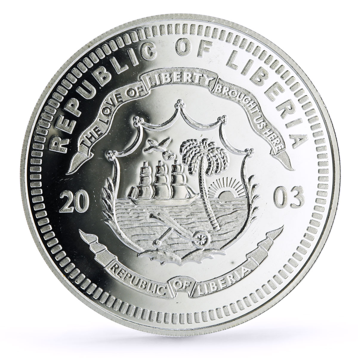 Liberia 20 dollars Railways Railroads Trains 462 Pacific proof silver coin 2003