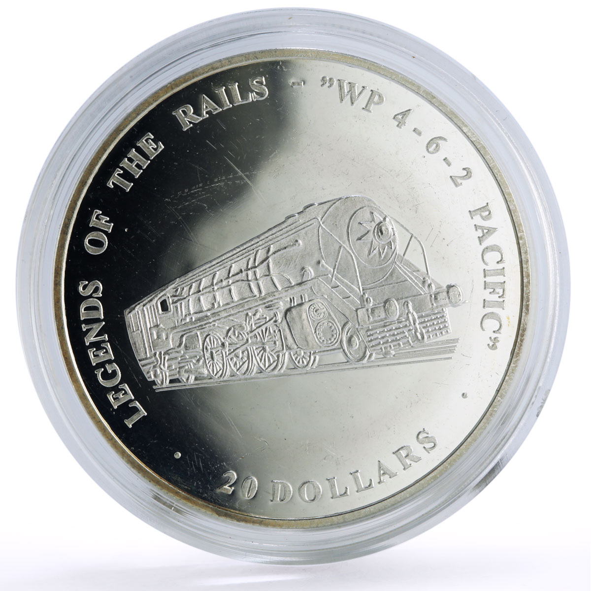 Liberia 20 dollars Railways Railroads Trains 462 Pacific proof silver coin 2003