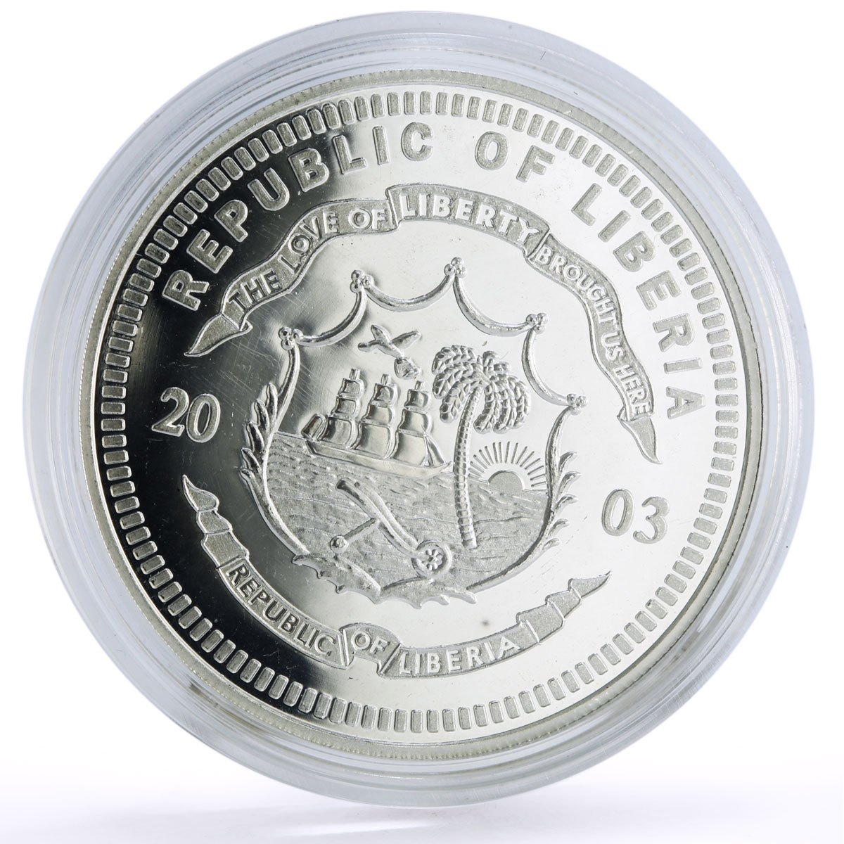 Liberia 20 dollars Railways Railroads Trains 462 Pacific proof silver coin 2003