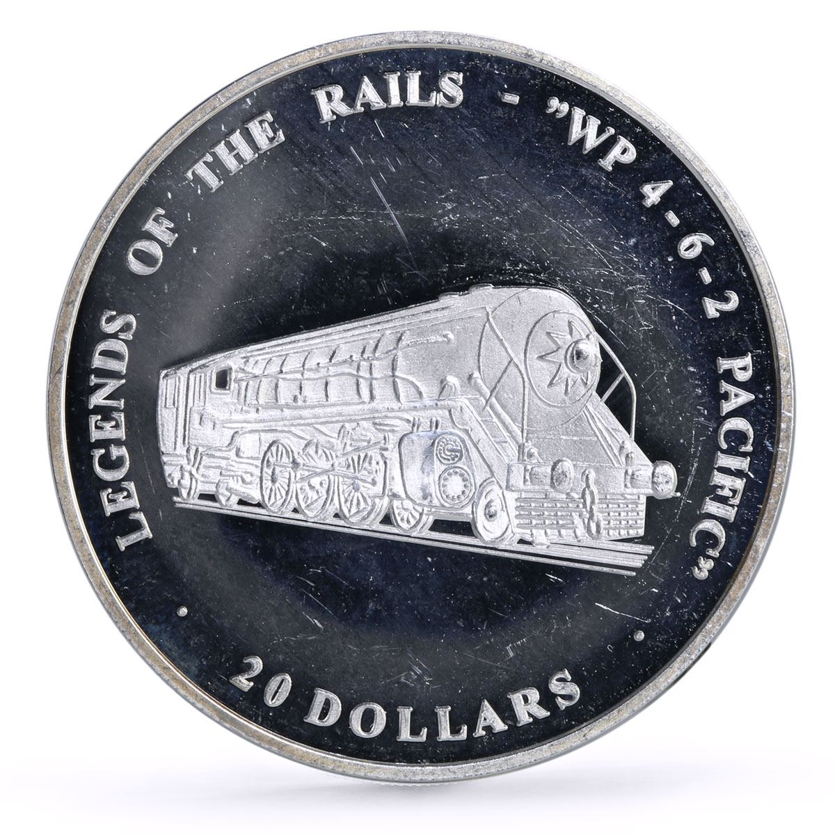 Liberia 20 dollars Railways Railroads Trains 462 Pacific proof silver coin 2003