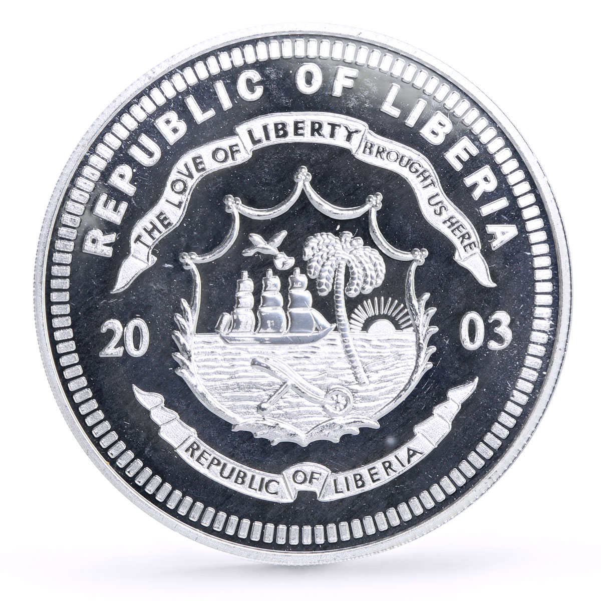 Liberia 20 dollars Railways Railroads Trains 462 Pacific proof silver coin 2003