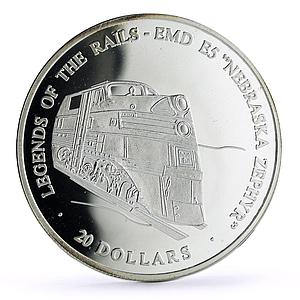 Liberia 20 dollars Railways Railroads Trains EMD Zephyr proof silver coin 2003