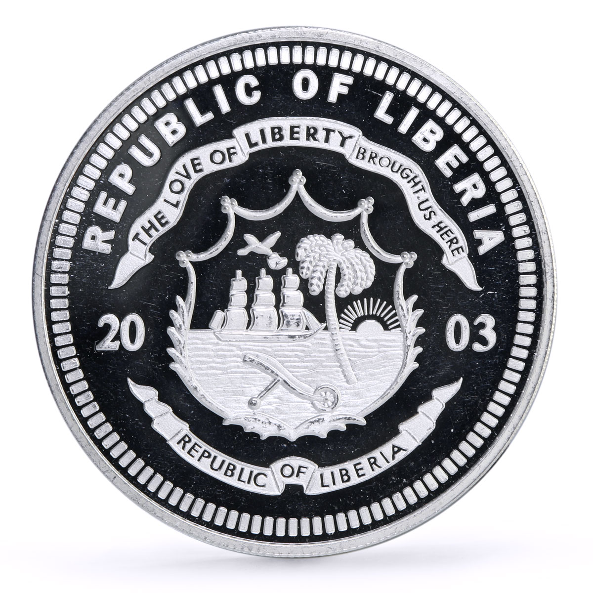Liberia 20 dollars Railways Railroads Trains EMD Zephyr proof silver coin 2003