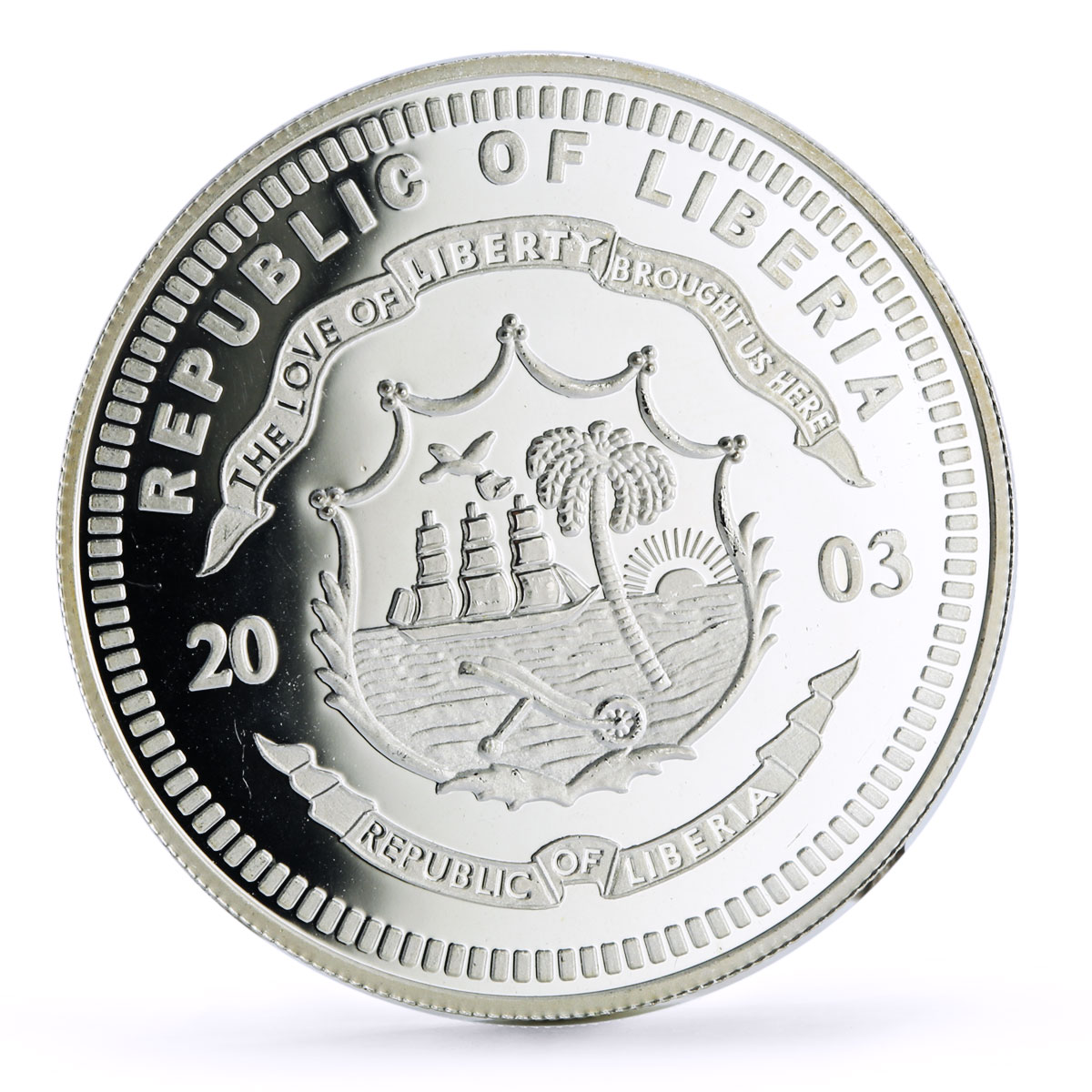 Liberia 20 dollars Railways Railroads Trains Super Chief proof silver coin 2003