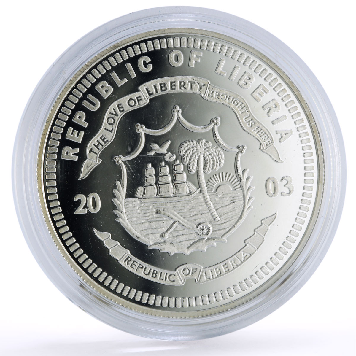 Liberia 20 dollars Railways Railroads Trains Super Chief proof silver coin 2003
