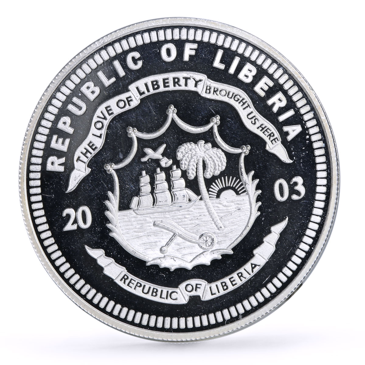 Liberia 20 dollars Railways Railroads Trains Super Chief proof silver coin 2003