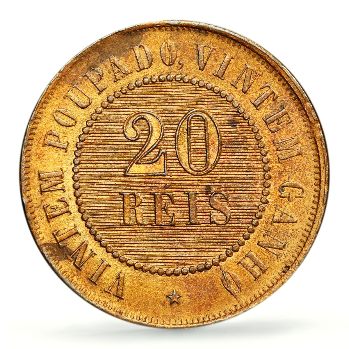 Brazil 20 reis Regular Coinage VINTEM KM-490 MS63 PCGS bronze coin 1893