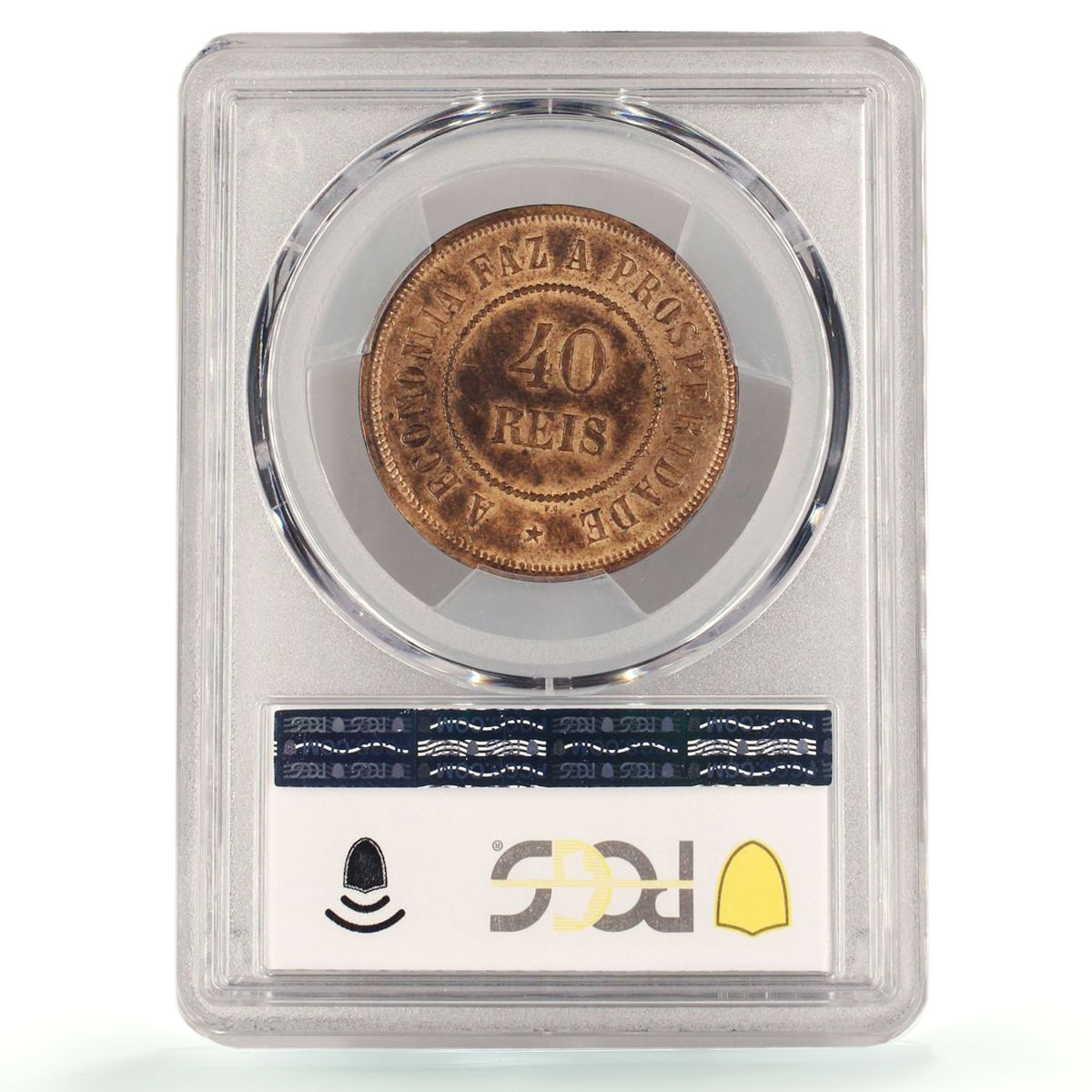Brazil 40 reis Regular Coinage PROSPERIDADE KM-491 MS63 PCGS bronze coin 1893