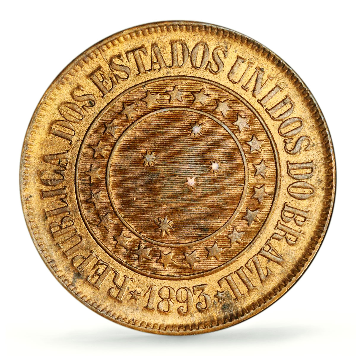 Brazil 40 reis Regular Coinage PROSPERIDADE KM-491 MS63 PCGS bronze coin 1893