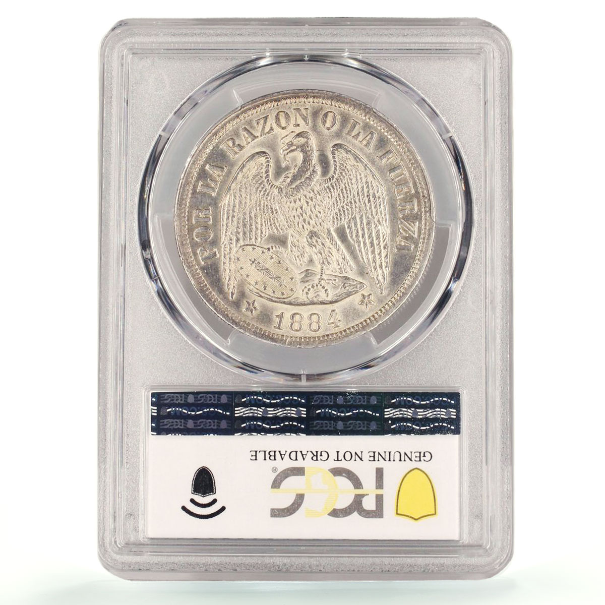 Chile 1 peso Regular Coinage Condor Old Peso KM-142 AU PCGS silver coin 1884