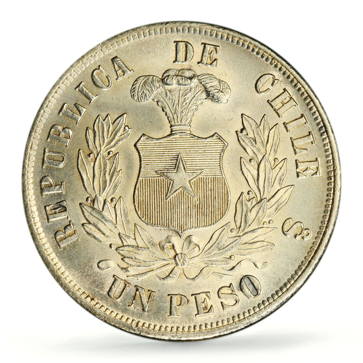 Chile 1 peso Regular Coinage Condor Old Peso KM-142 AU PCGS silver coin 1884