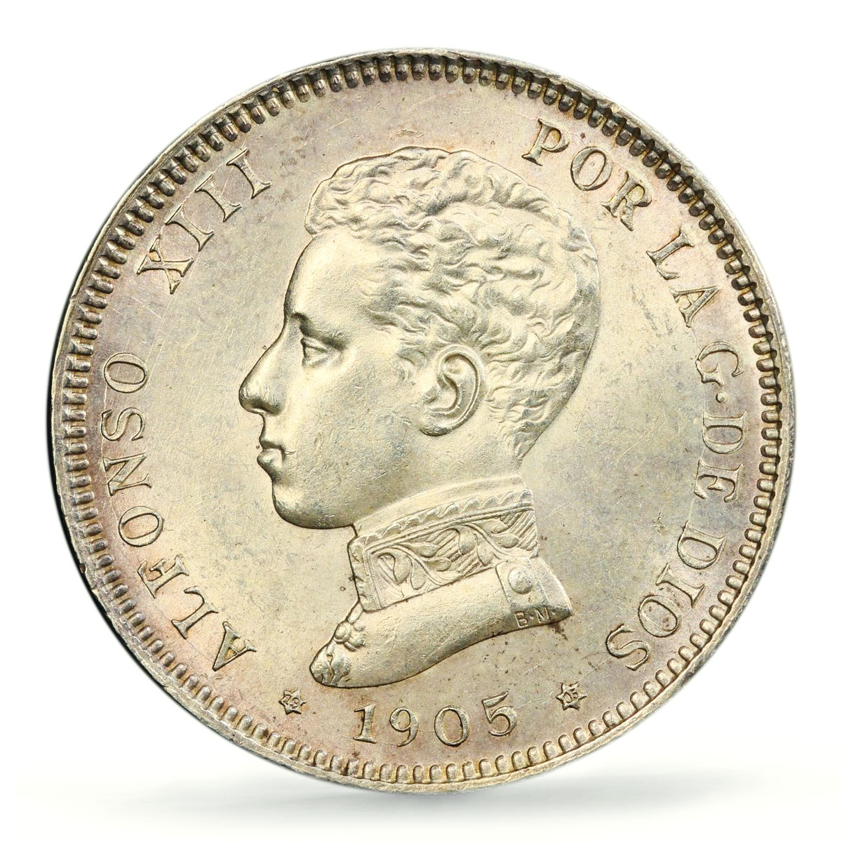 Spain 2 pesetas Regular Coinage Alfonso XIII KM-725 MS61 PCGS silver coin 1905