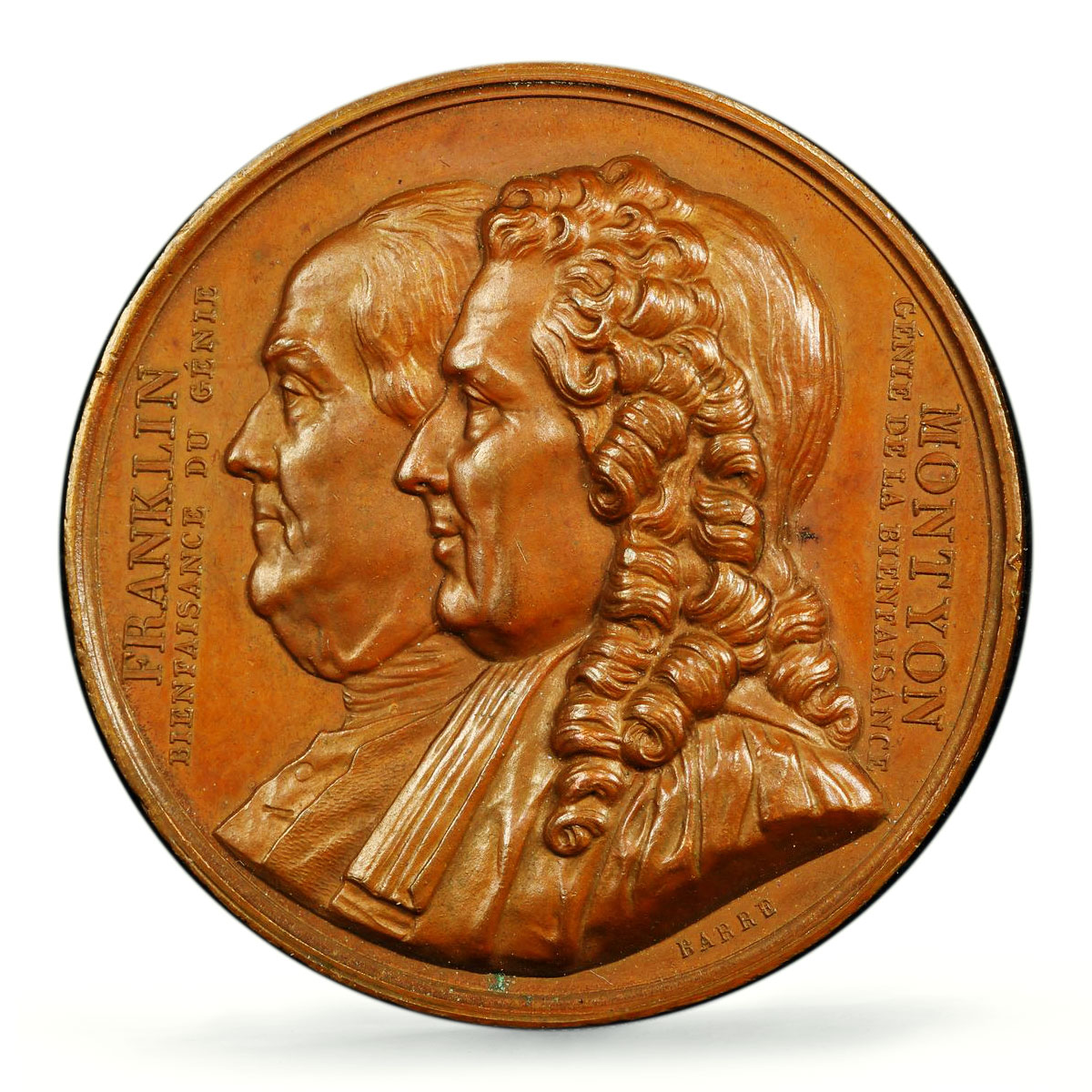 France Franklin Montyon Society Politics SP63 PCGS bronze token medal coin 1833