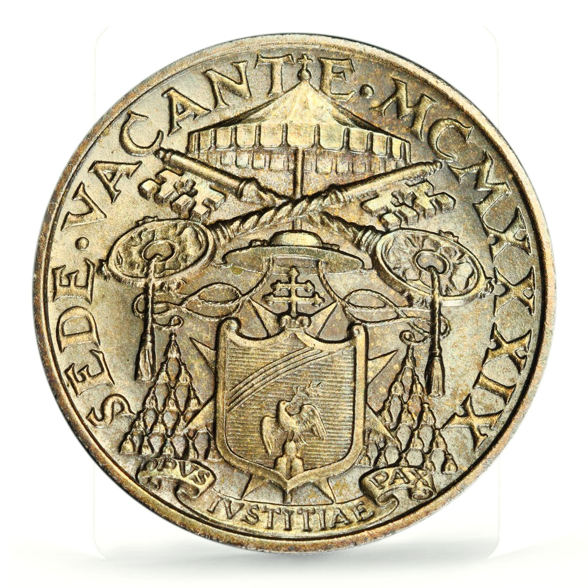 Italy Vatican 5 lire Sede Vacante Dove Bird Sun KM-20 MS66 PCGS silver coin 1939