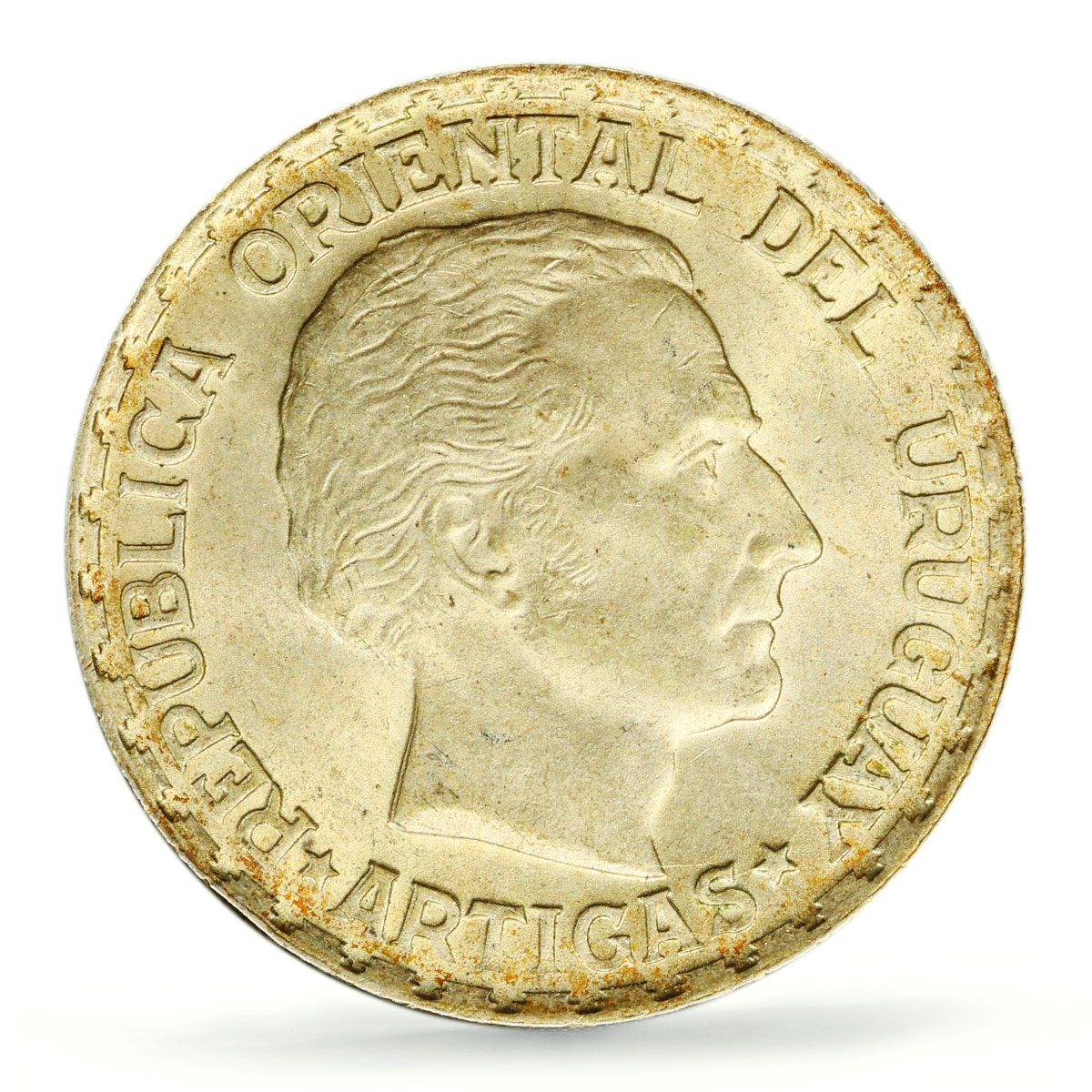 Uruguay 50 centesimos Oriental Artigas Coinage KM-31 MS63 PCGS silver coin 1943