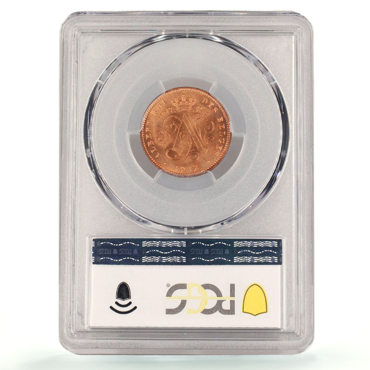 Belgium 2 cents Albert I Coinage Lion Arms French Legend MS68 PCGS Cu coin 1912