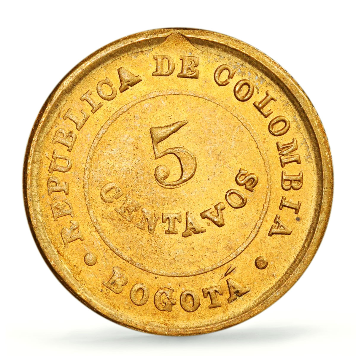 Colombia 5 centavos Leprosarium Coinage Lazareto KM-L2 MS64 PCGS brass coin 1901