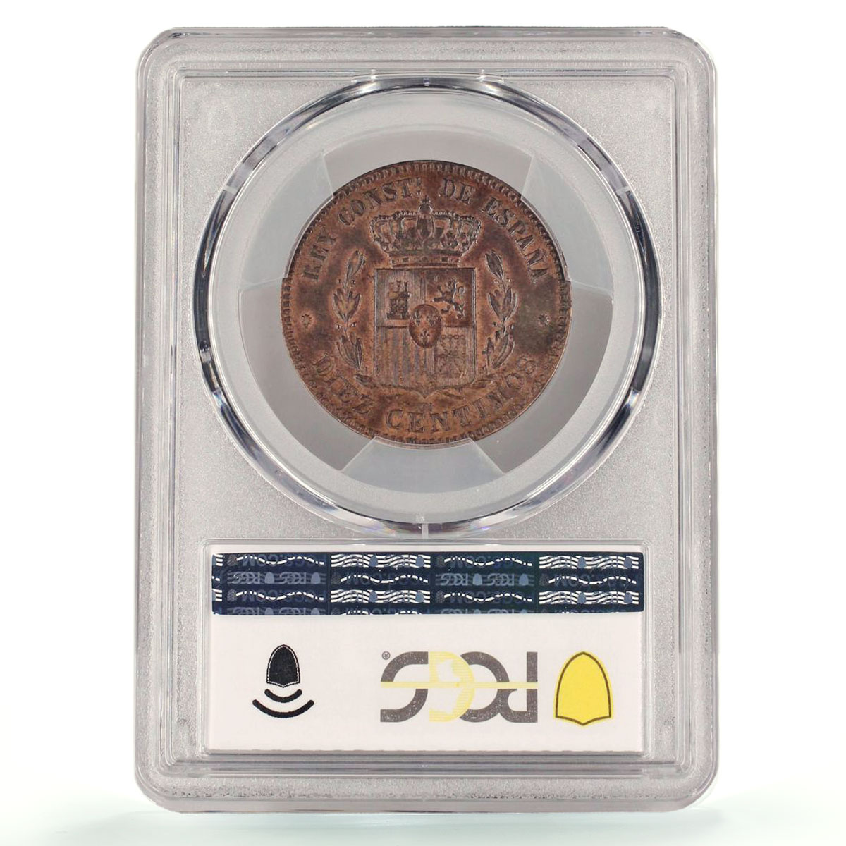 Spain 10 centimos King Alfonso XII Coinage OM KM-675 AU50 PCGS bronze coin 1878