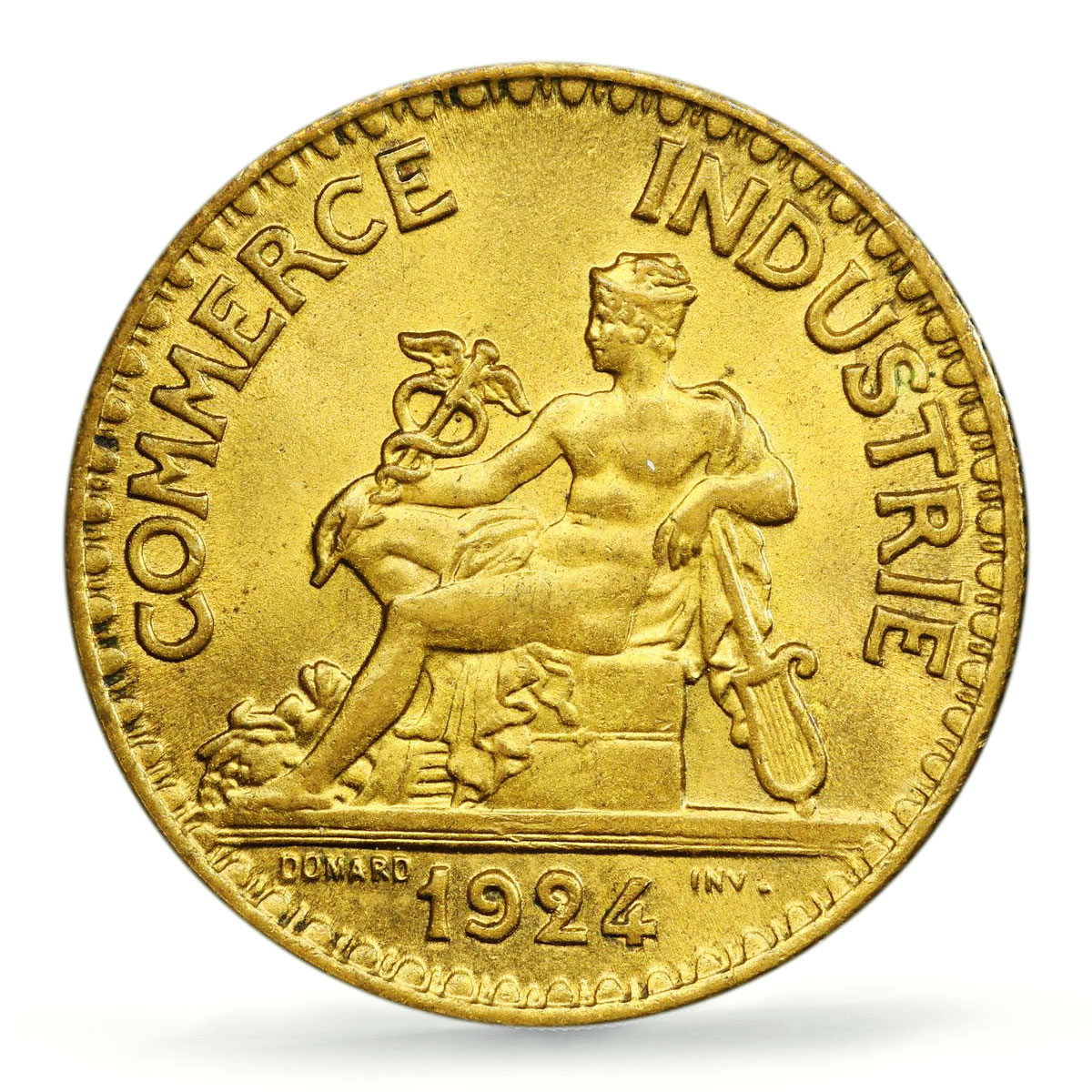 France 2 francs Mercury Commerce Chambers Coinage MS64 PCGS CuAl coin 1924