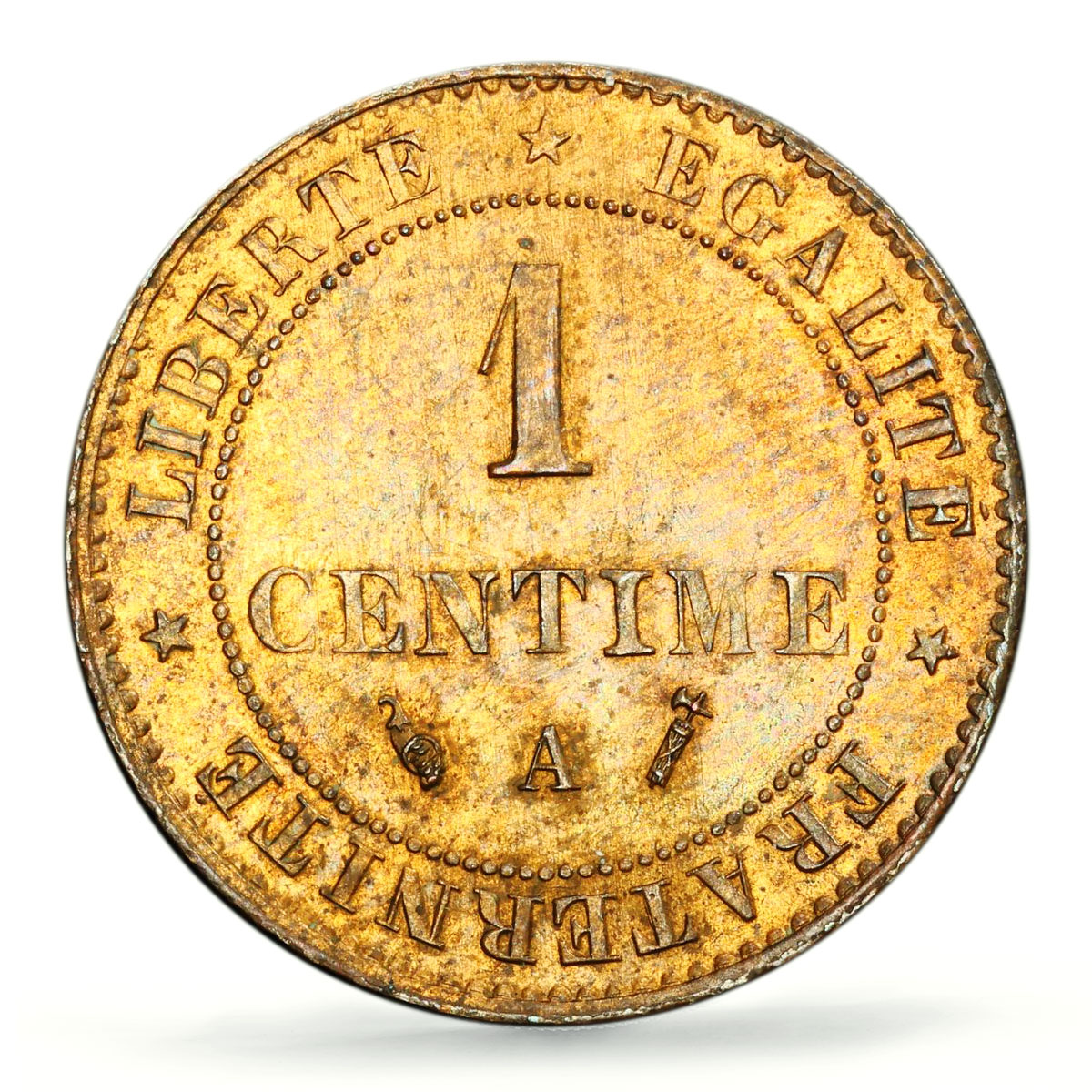 France 1 centime Republic Coinage Laureate Head KM-826 MS64 PCGS coin 1892